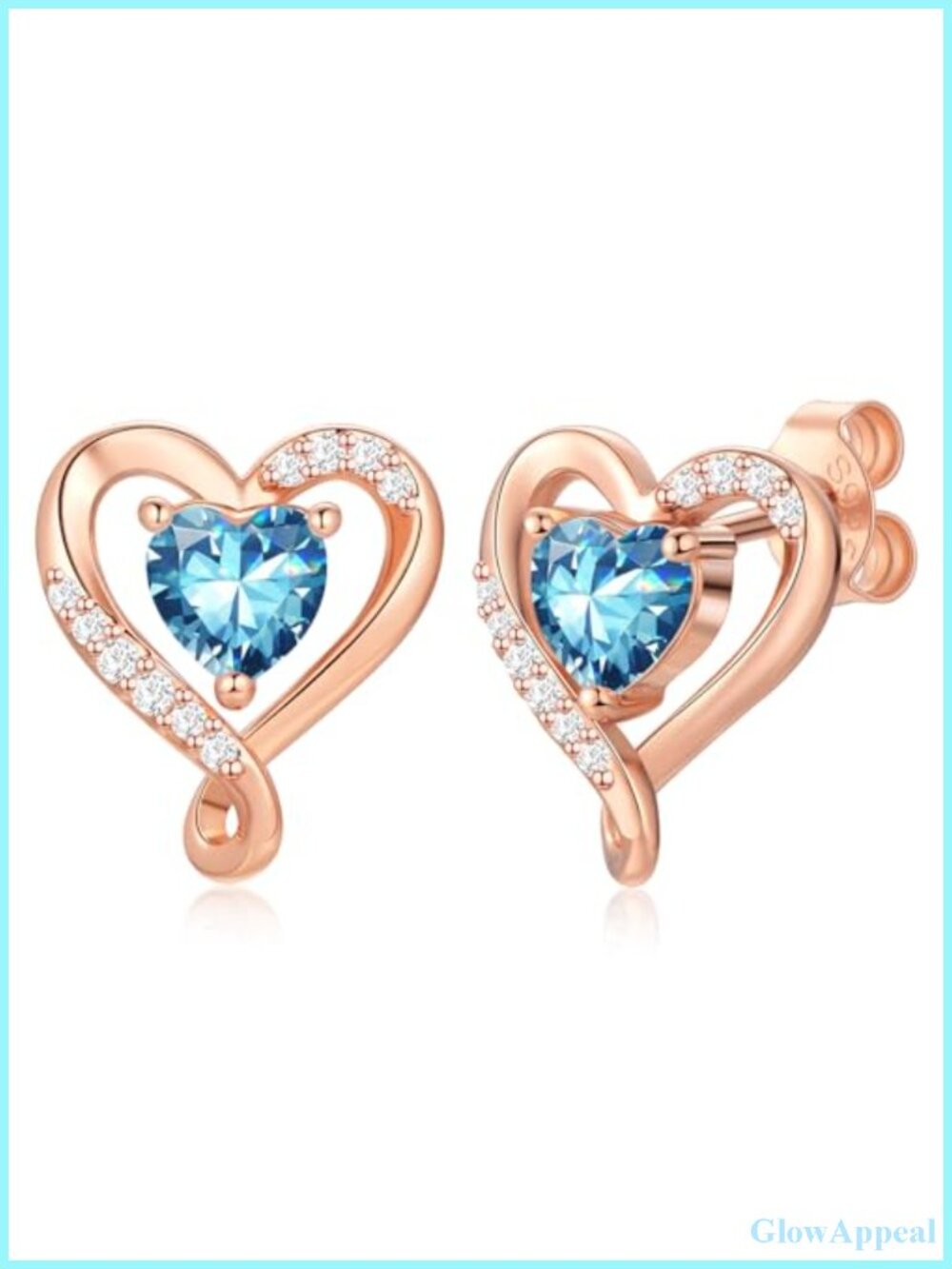 925 Sterling Silver Heart Birthstone Stud Earrings with Cubic Zirconia for